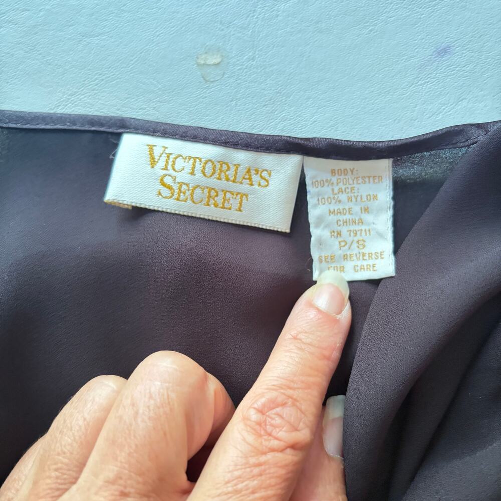 Victoria's Secret Gold Label Vintage Black Sheer Duster Robe Size Small - Picture 4 of 6